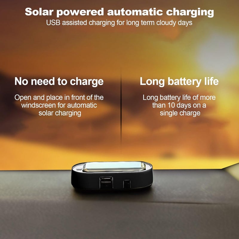 Shudyear Car Solar Power Simulated Dummy Alarm，New Model&Brighter & Clearer，Anti-Theft LED Flashing Security Light Fake lamp with USB Charger Port，2PCS (Red & Blue) - Image 4